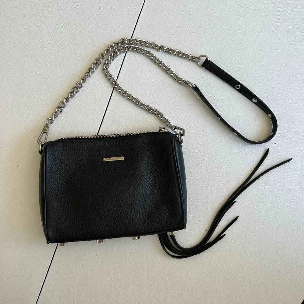 Rebecca Minkoff “5 Zip Crossbody” Bag in Black Leather & Silver Hardware - Picture 5 of 12